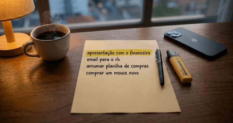 lista de tarefas que levam as pessoas a produzirem. Produtividade e não procrastinação.