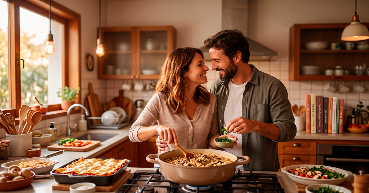 casal feliz cozinhando relacionamento dicas melhorar